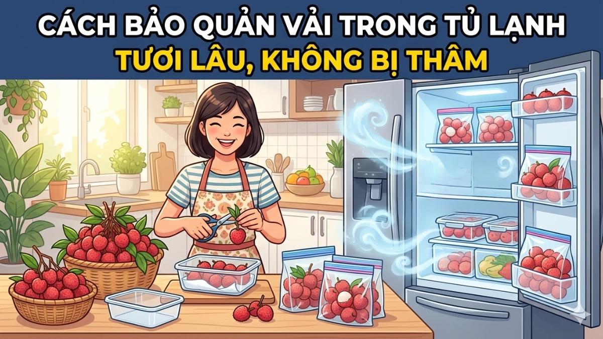 Cách bảo quản vải trong tủ lạnh tươi lâu, không bị thâm